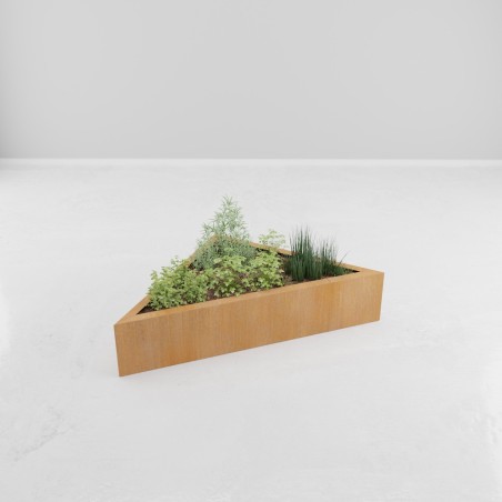 AIUOLA RIALZATA IN ACCIAIO CORTEN MODULO TRIANGOLO